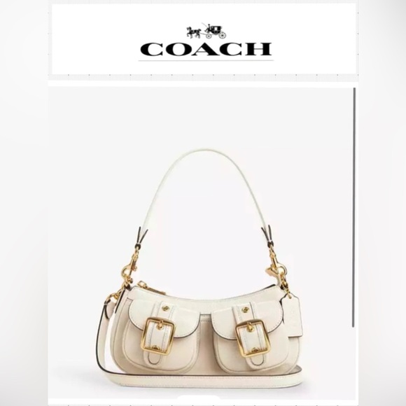 Coach Ashton Shoulder Bag in Crinkled Patent leather.CV943.Gold/Pearl.Brand new. - Picture 1 of 7